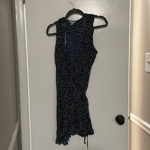 Charlotte Russe (L) navy blue and white polka dot tie dress